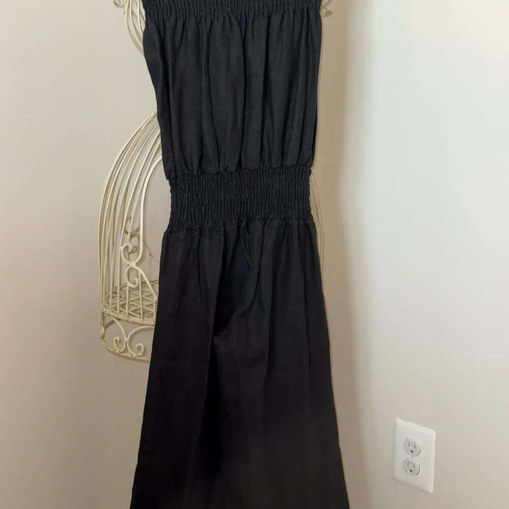 YOUNG FABULOUS & BROKE Black Linen Strapless Jumpsuit Small - Picture 5 of 6
